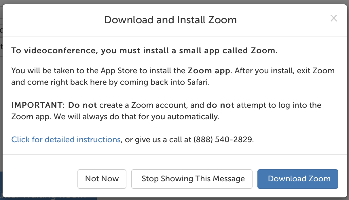 Download and Install Zoom message